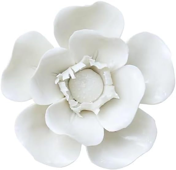 Rosa multiflora,4.72" Ceramic Flower Wall Art, Artificial 3D Flower Wall Art, Handmade 3D Wall Art Hanging Sculpture, Porcelain Flower Wall Decoration for Home Office Decor (White