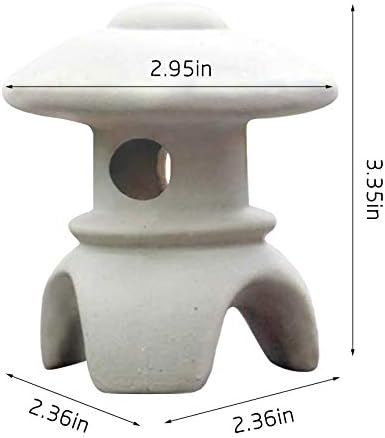 Ceramic Miniature Pagoda Lantern for Garden Patio Bonsai Decoration Miniature Accessories Furniture for Home Decor Asian Zen Art Oriental Statue Tower 3.3" H