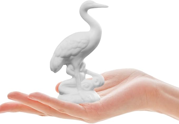 BESPORTBLE Ceramic Crane Figurine White Porcelain Decorative Ornament Stylish Asian Home Décor Accent Delicate Collectible Sculpture for Living Room Display