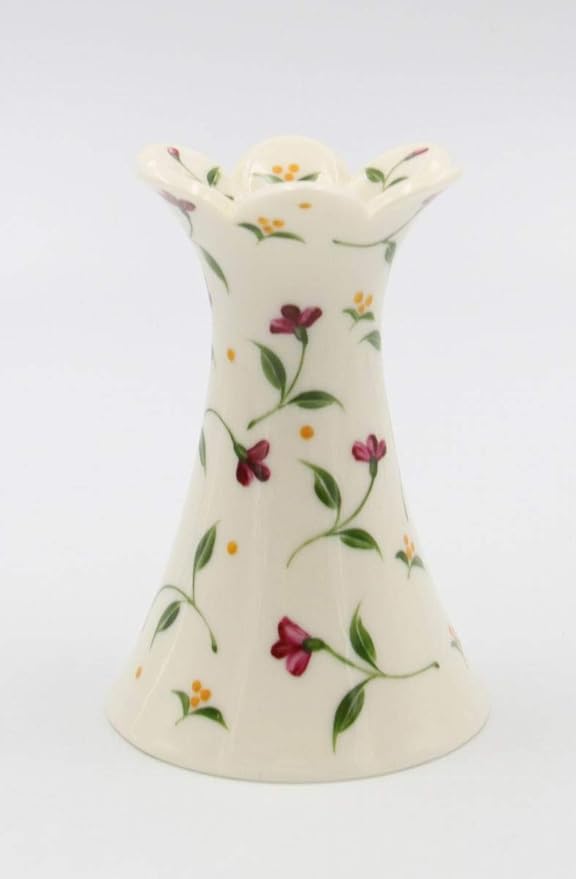 Cosmos Gifts Fine Elegant Jade Porcelain Red Flowers Design Taper Candle Holder, 4-1/2" H