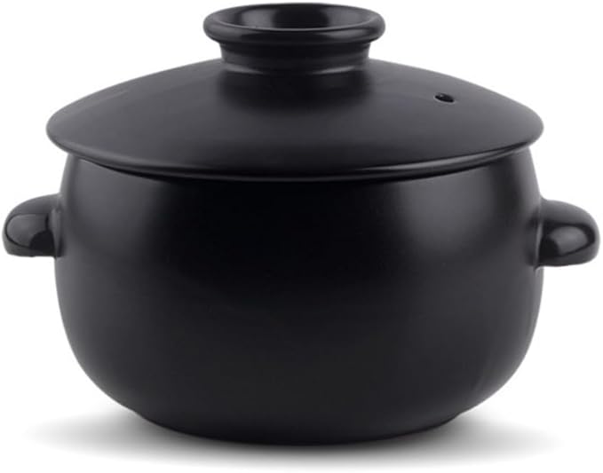 Korean Earthenware Pot Ttukbaegi, Ceramic Clay Cooking Pot Petalite Casserole, Heat Resistant Ceramic Pot, Zero-Crack Stone Bowl Stockpot Soup Cookware (Medium)