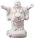 RUVOO Buddha Statue Outdoor, 12.2inch Buddha Statue Ceramics Sculptures Big Belly Happy Laughing Buddha for Home Office Desktop Decor Zen Garden Decor(B)