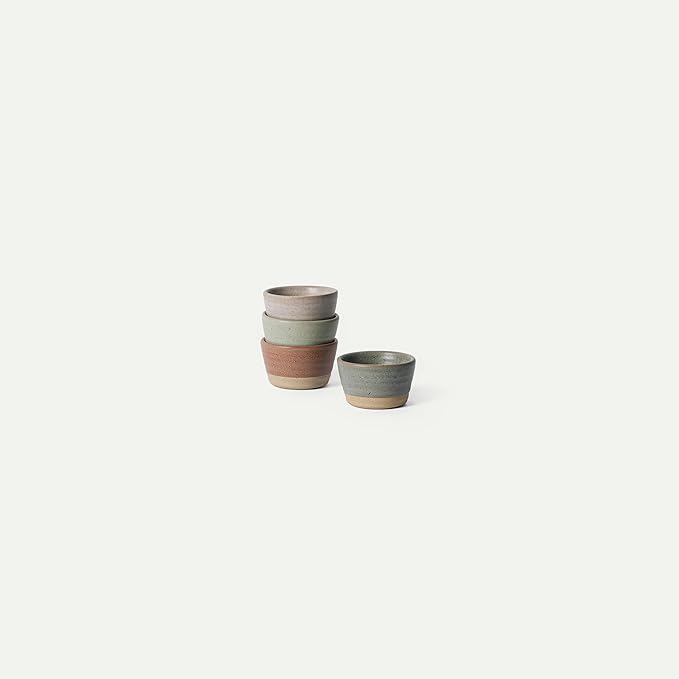 Mora Nano Ramekins Set of 4, 2oz Ceramic Pottery Sauce Cups - Microwave, Oven and Dishwasher Safe - Harvest