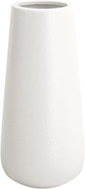 11 Inch Tall Matt White Ceramic Vase for Flowers & Pampas Grass, Classic Rustic Style Decorative Vases for Home Decor Table Centerpieces