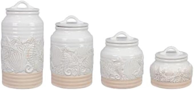 Youngs 61702 Coastal Canister, Set of 4, Cearmic