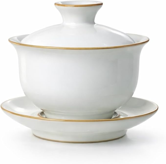 Luxury Gaiwan Tea Set Gift for Tea Lovers – Hand-Signed Handmade Longquan Celadon Gaiwan with Lid and Saucer, Premium Gongfu Tea Cup, Tea Ceremony Wedding Housewarming Gift