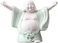 RUVOO Buddha Statue Outdoor, Small Laughing Buddha Statues Sculptures Ceramic Buddha Statue Home Decor Car Ornament Zen Garden Decor