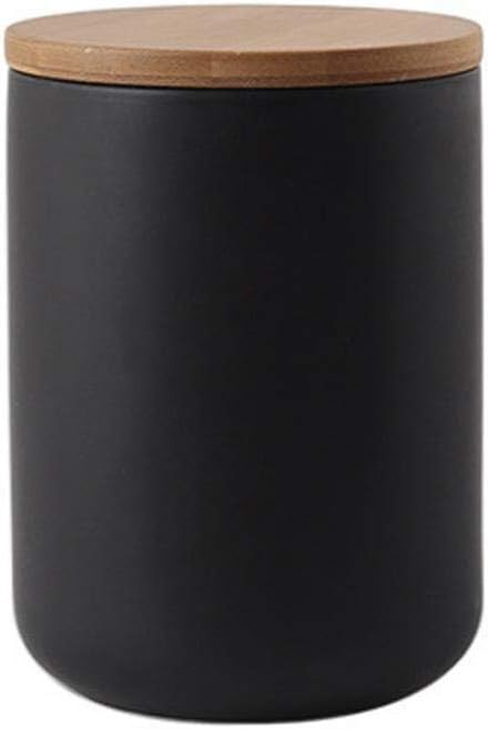 MilkyWay Ceramic Food Storage Jar Canister Modern Design Food Canisters with Airtight Seal Bamboo Lid, Loose Tea Coffee Spice Nuts Snacks Storage Jar Canister (Black 27.05oz/800ml)