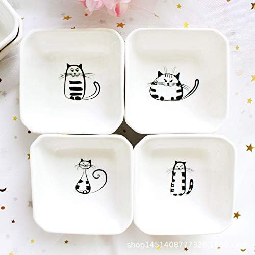 SOCOSY Super Cute Cat Ceramic Sauce Dish/Seasoning Dish/Sushi Soy Dipping Bowl/Appetizer Plates/Serving Dish for Kitchen Home(Set of 6)