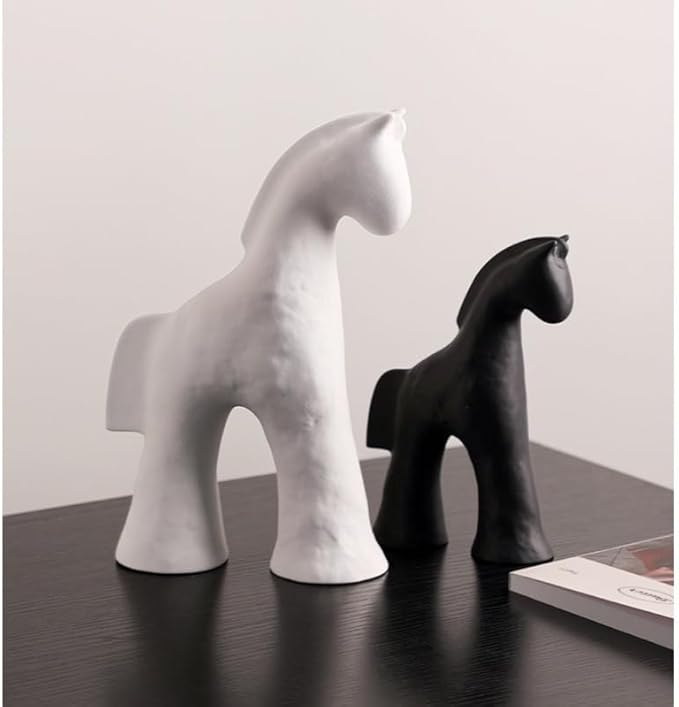 Handmade Abstract Animal Modern Ceramic Matte Craftsmanship Home Decoration Artwork (Black 6.7in)