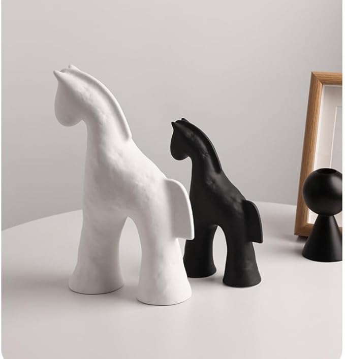 Handmade Abstract Animal Modern Ceramic Matte Craftsmanship Home Decoration Artwork (White 9.4in)