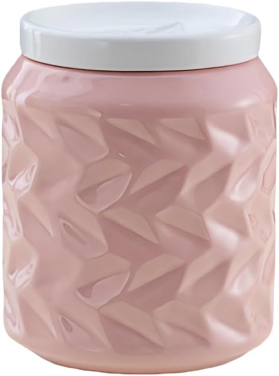 Ceramic Jar with Lid, 25.3oz Food Storage Jar with Airtight Seal Ceramic Lid for Sugar Tea Spice, Coffee Canister Sugar Container (Pink)