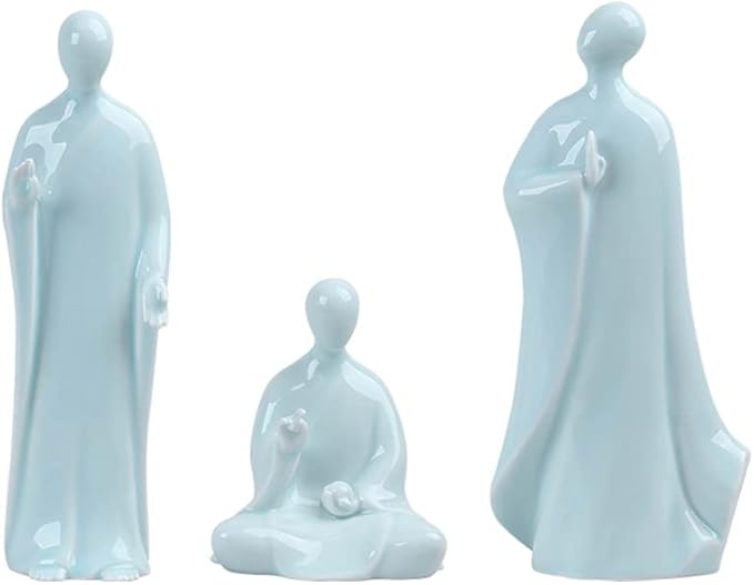 Buddha， Sculpture，Buddha Adornments buddha statue decoration 3 Pack Ceramic Buddha Asian Statue Set Feng Shui Buddha Sitting Sculpture Standing Figurine For Home Desktop Decor, Gift Collection gifts