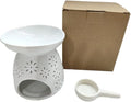 Ceramic Tealight Candle Holder Oil Burner with Spoon, White Aromatherapy Essential Oil Incense Diffuser Furnace for Yoga Spa Home Bedroom Decoration
