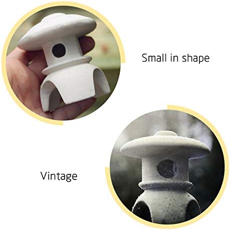 Ceramic Miniature Pagoda Lantern for Garden Patio Bonsai Decoration Miniature Accessories Furniture for Home Decor Asian Zen Art Oriental Statue Tower 3.3" H