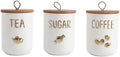 Comeon Ceramic Canister Set with Airtight Seal Bamboo Lid Silicone, 27oz Food Storage Jars for Coffee Sugar Tea, Container Set for Kitchen Pantry Counter Decor (Three Piece)
