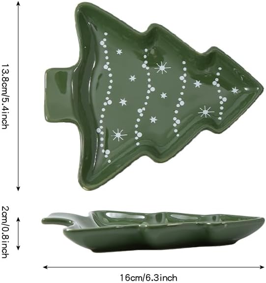 Ceramic Christmas Tree Spoon Rest for Cooking, Cute Festive Spoon Holder for Stove Top,Porcelain Christmas Dish for Kitchen Counter,Holiday Gift (Green-Ribbon)
