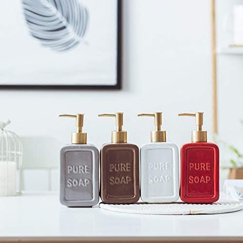 Red Ceramics Retro Soap Dispenser Soap Bottle Lotion Bottle with Pump