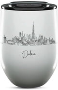 Dubai Skyline Wine Tumbler, Asia Skyline 12oz Wine Tumbler, Custom Wine Tumblers Gift For Birthday, Spill Resistant Tumblers for Women, Personalized Wine Tumbler