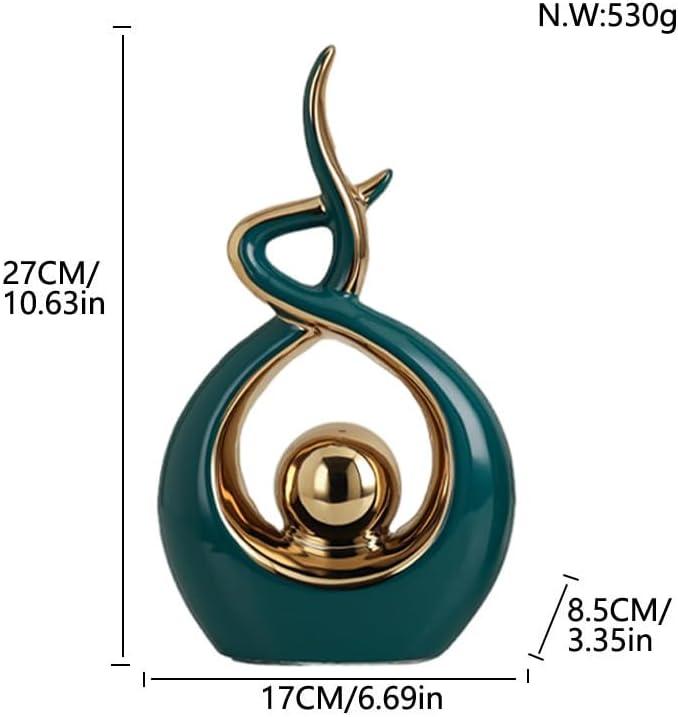 ELEGANTZ Abstract Art Ceramic Statues – Modern Shelf Decorations – Centerpiece Luxury Table Decorations for Living Room, Coffee Table, Office – Elegant Home - Ornaments for Home Decor - 1 Pc