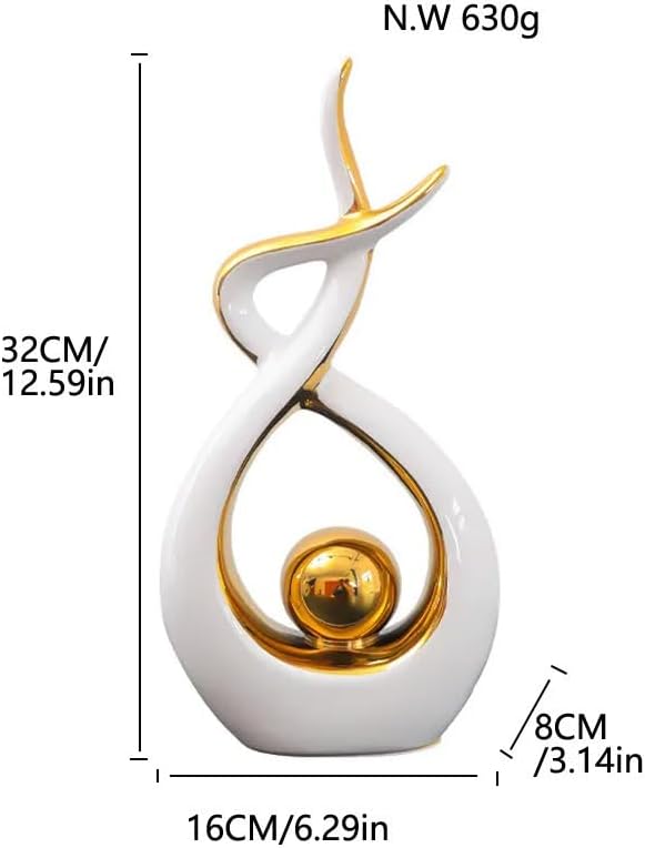 ELEGANTZ Abstract Art Ceramic Statues – Modern Shelf Decorations – Centerpiece Luxury Table Decorations for Living Room, Coffee Table, Office – Elegant Home - Ornaments for Home Decor - 1 Pc