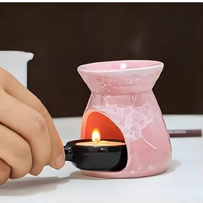 Purple Ceramic Essential Oil Burner Tealight Candle Holder Decorative Aroma Diffuser
