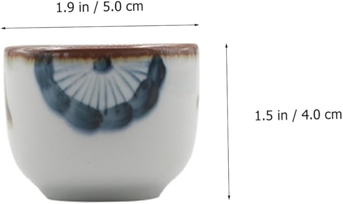 ABOOFAN 2pcs Traditional Japanese Tea Cup Hand Painted Floral Design Glazed Ceramic Sake Cup for Korean Restaurant