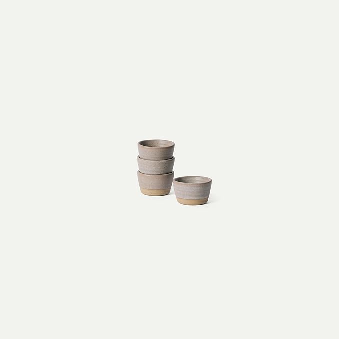 Mora Nano Ramekins Set of 4, 2oz Ceramic Pottery Sauce Cups - Microwave, Oven and Dishwasher Safe - Mushroom