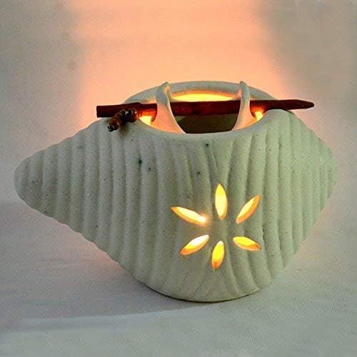 Western Eiderdown Presents Ceramic Tea-Light Candle Holder Cum Home Decorative Oil Burner (18.5 cm X 11.9 cm X 10.4 cm, White) #Aport-002