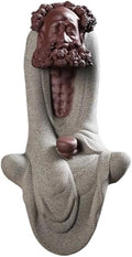 Handmade Purple Sand dysfunction Statue Meditation Ancestor Ceramic Sculpture Creative Tea pet Home Tea Room Tea Table Office Decoration Ornament (Gray Green)