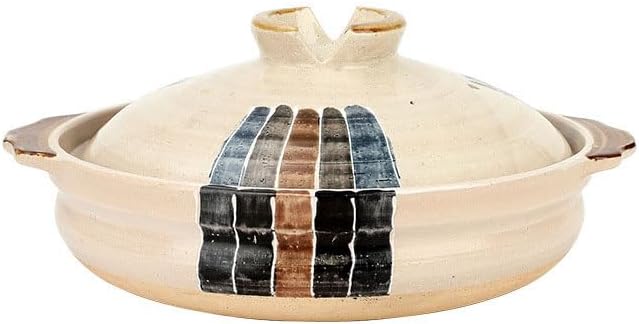 Japanese Clay Pot for Cooking with Lid, 2.2L Ceramic Casserole for Shabu Shabu & Stewing, Korean Stone Pot for Soup Bowls, Heat Resistant Earthenware Pot & Terracotta Cooking Pots for Gas,2.2L,B