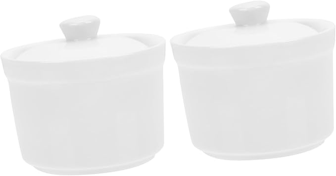 2pcs Ceramic Stew Bowl with Lid Steamed Egg Pot for Soups Food Container Dishwasher Safe for Family Meals and Cooking