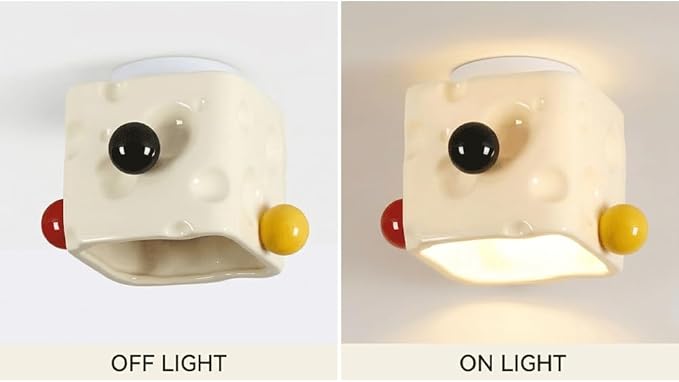 Mid-Century Ceiling Light, Sculptural Cheese Ceramic with, Creative Colorful Flush Mount, Plafond, Overhead Lighting Suitable for Hallway, Entry, Balcony, Room, Home, Bar