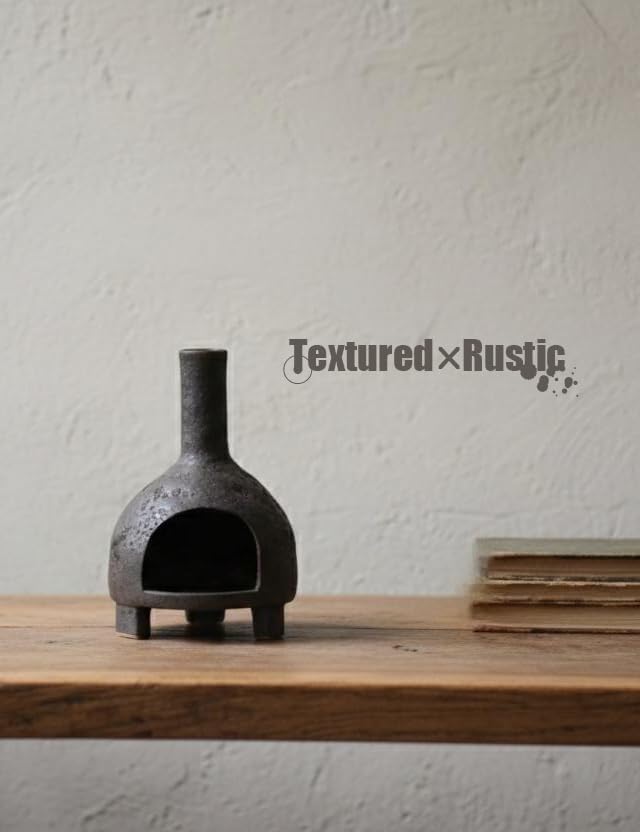 Sculptural Ceramic Incense Holder & Burner, Handmade Textured Clay with Black Glaze, for Sage & Palo Santo, Rustic Natural Centerpiece for Yoga & Meditation