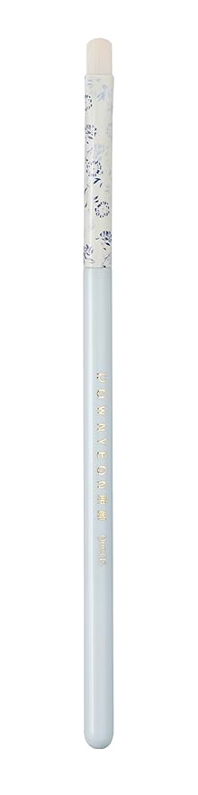 Indigo Artisan Series Tongue Lip Brush - Curved Nylon Bristles for Lipstick, Gloss & Eyeshadow, Blue Porcelain Ferrule & Lacquered Wood Handle (QHC 112)