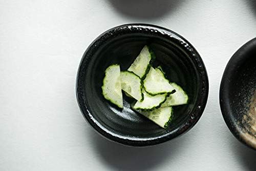 3.5 Inch Simple Style Single Color Stylish Design Multipurpose Porcelain Side Dish Bowl Seasoning Dishes Soy Dipping Sauce Dishes-Set of 5-Black