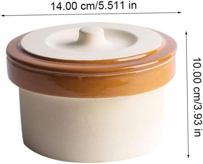 GLEAVI Ceramic Steaming Bowl with Lid Vintage Clay Rice Bowl for Cooking and Serving Dishwasher Safe for Steamed Eggs and Rice Retro Kitchen Tableware