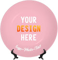 Custom Photo Ceramic Decorative Plate, Wobble-Plate Dishes with Display Stand, Handmade Ceramic Ornament, for Wall Hanging Living Room Bathroom Decor Gift, Pink-8 In
