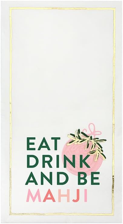 Santa Barbara Design Studio Ceramic Tray and 20 Mahjong Collection Absorbent Paper Napkins, Guest Towel Size (7.75" x 4.25" Napkins), Be Mahji