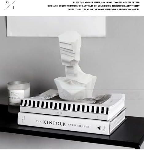 Abstract Figure Head Sculpture Ornaments Handmade Geometric Ceramic Accessories Home Hotel Restaurant Ceramic Artwork (White-11in)