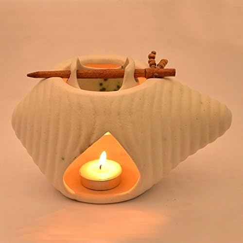 Western Eiderdown Presents Ceramic Tea-Light Candle Holder Cum Home Decorative Oil Burner (18.5 cm X 11.9 cm X 10.4 cm, White) #Aport-002