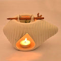 Western Eiderdown Presents Ceramic Tea-Light Candle Holder Cum Home Decorative Oil Burner (18.5 cm X 11.9 cm X 10.4 cm, White) #Aport-002