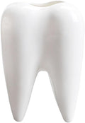 1 PC Creative Tooth Shaped Garden Succulent Ceramic Flower Pot Dental Toothbrush Holder Ceramic Storage Bucket Personalized Decoration Creative Birthday Gift Desktop Desk Decoration(Tooth)