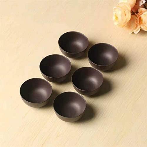 Purple Sand Mini Tea Tasting Cup Set of 6 - Kung Fu Tea Cup, Ceramic, Black