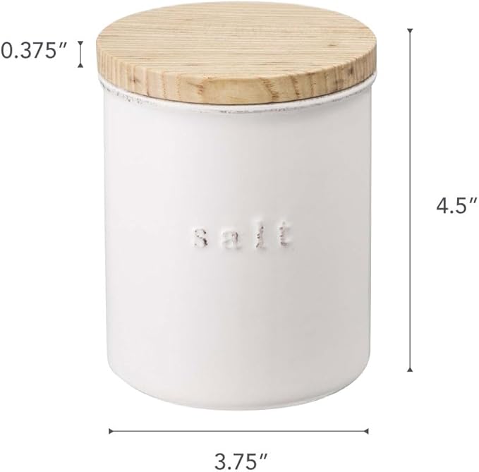 YAMAZAKI Home Tosca Ceramic Canister - Dry Food Kitchen Storage Container Organizer - Salt - 15.25 Oz., 450 Ml