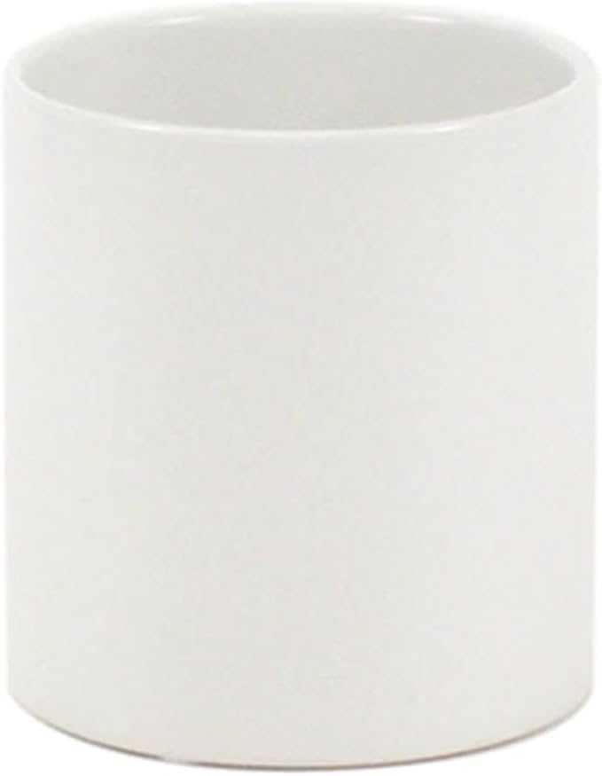 WGVI Matte White Ceramic Cylinder Vase Width 3.75" Height 4", Flower Arrangements, Candle Holder, Terrarium Planter Pot, Storage Container Organizer, Pen Brush Holder, Centerpieces, 1 Piece