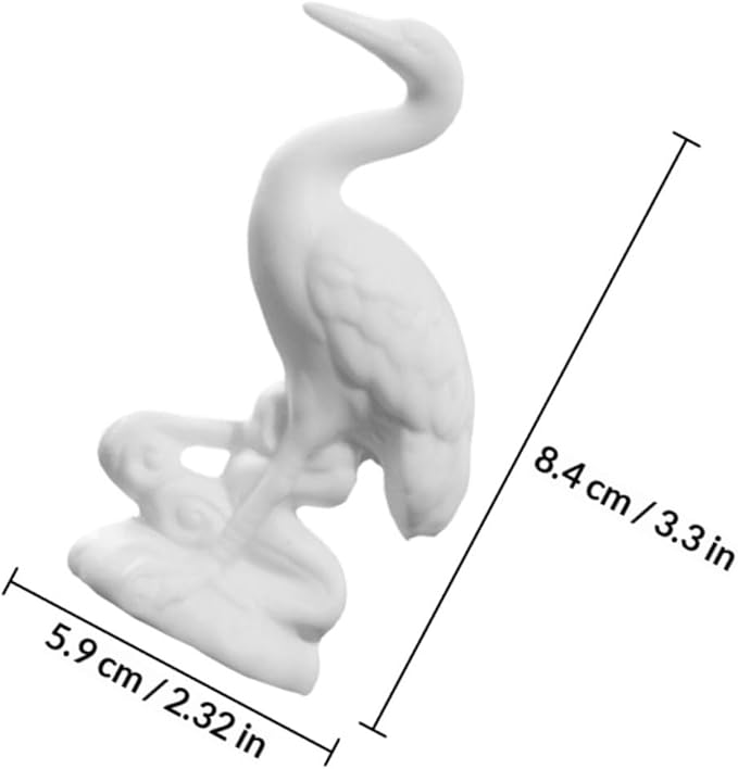 BESPORTBLE Ceramic Crane Figurine White Porcelain Decorative Ornament Stylish Asian Home Décor Accent Delicate Collectible Sculpture for Living Room Display