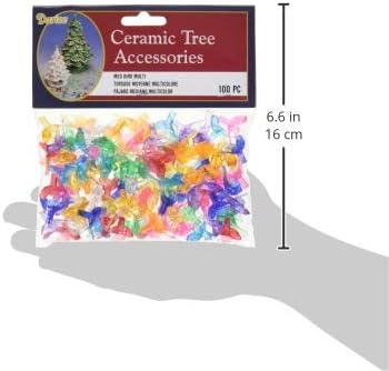 Darice Holiday Ceramic Tree Accessories-Medium Bird Pin-Multi Color-1 inch-100 Pieces (1 Pack), Multicolor