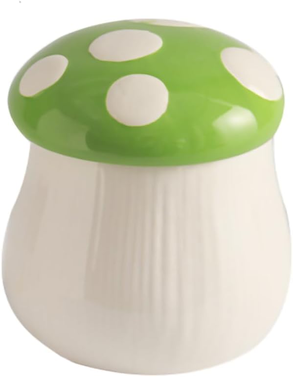 WAIT FLY Mushroom Shaped Ceramic Coffee Bean Storage Container, Tea Canister, Food Storage Jar for Tea, Coffee, Spices, Sugar, Candy, Cookies-Green-28 OZ