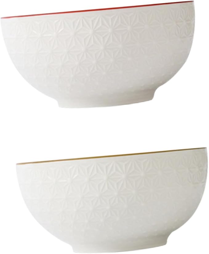 2pcs Ceramic Noodle and Salad Bowl Delicate Food Serving Bowls for Home Kitchen for Soup Ramen and Fruit Design for Dining and Entertaining